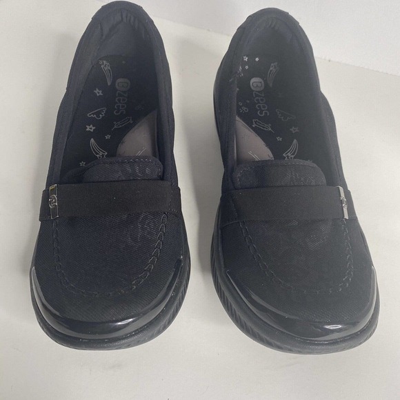 Bzees Nugget Women Sz 7 M Slip On Wedge Loafer Sneaker Shoe Flats Black Comfort - Picture 3 of 9